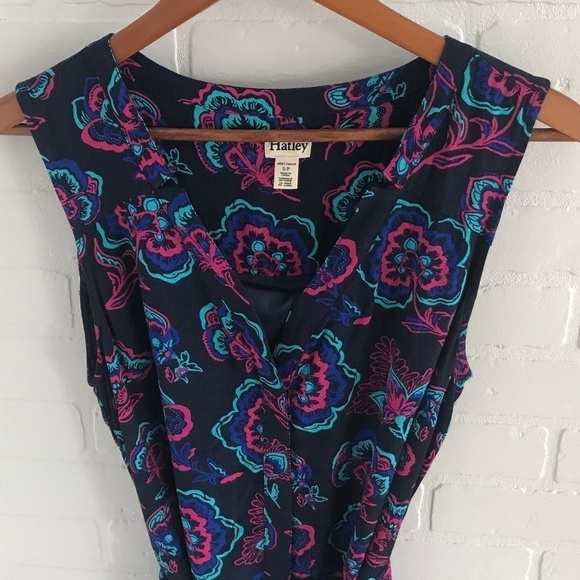 Hatley Mini dress paisley print Navy/ magenta Lighweight Size S pockets - Picture 5 of 11